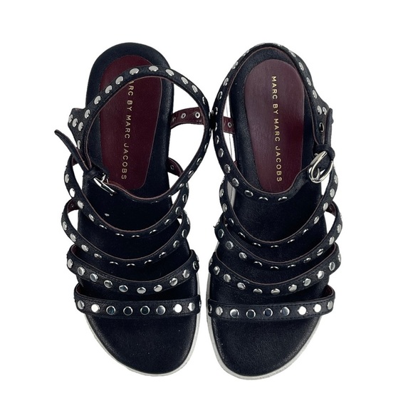 MARC BY MARC JACOBS GENA 5 STRAP LEATHER NAILHEAD STUDDED GLADIATOR SANDALS - Picture 8 of 15